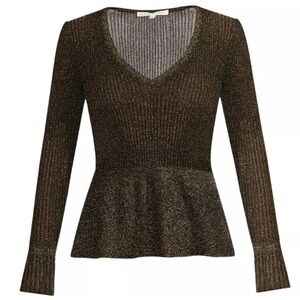 Veronica Beard Esmeralda Metallic V-Neck Top/ SMALL